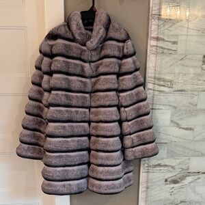 Trina Turk Elegant Striped Teddy Jacket